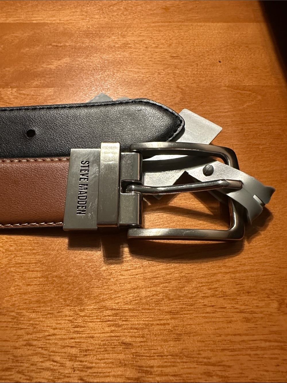 Steve Madden Reversible Two-Tone Leather Belt in Black & Brown
